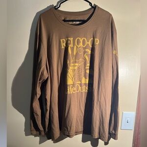 Men’s REI Brown Yellow Long Sleeve T-Shirt Size 3XL